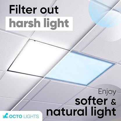 Fluorescent Blue Light Covers for Ceiling Lights - Magnetic Cover for Fluorescent Or LED Fixture - Must Haves for Teacher Supplies - Classroom, Home, Office Decor - Sensory Filters Overhead Lighting
