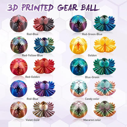 Gear Ball-3D Printed Gear Sphere,3D Printed Spin Ball Cube Fidget Toy,The Steampunk Whirling Wonder Fidget Ball Toy(Black Purple)