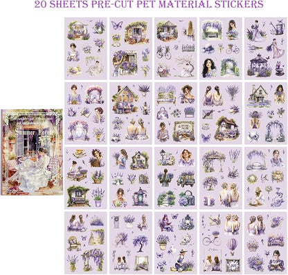 4 Book Girl pet Scrapbooking Stickers Pre-Cut 480 PET Stickers People Sticker Books for journaling Scrapbook Supplies Transparent Girls Sticker