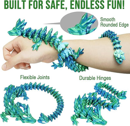 Small Dragon Eggs with Dragon Inside, 3D Printed Surprise Funny Gifts for Kids, Articulated Dragon Fidget Toys for Adults, Executive Desk Toys Office Room Décor (Christmas Green)
