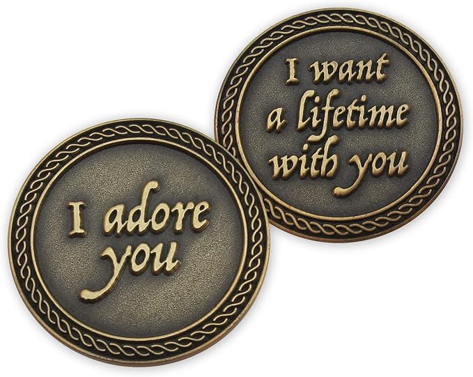 Bulk Set of 10 Romantic Love Expression Coins, I Adore You, I Want a Lifetime with You, Anniversary Pocket Tokens for Date Night, Love Gift for Men & Women, from Him or Her