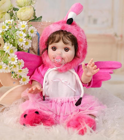 Reborn Baby Dolls, 18inch Large Realistic Hand-Rooted Hair Lifelike Baby Dolls with Accessories for 3+ Year Old Girls Gifts, Pretend Play, Collection