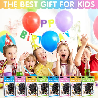 24 Pack Scratch Arts and Crafts Notebooks, Rainbow Art Scratch Note, Stuffers Essentials Gifts for Kids Ages 4-8 Birthday Party Favors Classroom Prizes