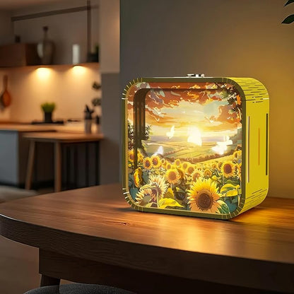 3D Wooden Puzzle Night Light,DIY Craft for Adults with Touch Night Light, Chrismas, New Year, for Teen, Desk Decor for DIY Puzzle Lovers, Men and Women (Sunflower)