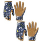 HANDLANDY 2 Pairs Kids Genuine Leather Gardening Gloves for ages 3-11, Children Toddler Work Outdoor Playing Gloves for Boys Girls Gift (Small (for age 2-4), Blue)