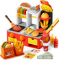 Restaurant Play Set Toy - 40+ PCS Fast Food Playset with Potato Cutter, Simulated Frying Effect & Lights, Order, Card & Drink Station - Interactive Role Play Toy Birthday Gift for Boys Girls