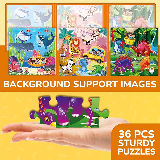 QUOKKA Magnetic Puzzles for Kids Ages 4-6 - 36 Pieces Sudoku Toddler Puzzles Ages 2-4 - Travel Games for Kids Ages 3-5 - Animal Jungle Sea Toddler Travel Toys - Car Airplane Road Trip Games