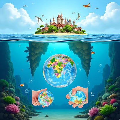 1Pc Blue Squishy Squeeze World Map Globe Palm Ball Slow Rising Stress Relief Ball for Birthday Xmas Gifts Xmas Stocking Fillers Party Bag Gifts (7.6CM)
