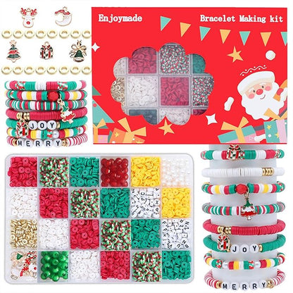 Ytuaebni Christmas Clay Beads Bracelet Making kit，2550 Christmas Charms Friendship Bracelet Necklace Earring for Necklace Jewelry Making Kit DIY Crafts Gift Supplies
