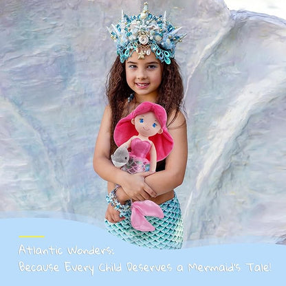 June Garden Atlantic Wonders Series - Mermaid Princess Nerida Oceanwhisper - 16" Soft Plush Stuffed Mermaid Doll Gift for Toddler Girls