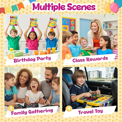 Decojoy Party Favors for Kids 4-8, Scratch Art Birthday Return Gifts, Bulk Rainbow Scratch Paper Notebook 24 Sets Supplies, Cool Craft Kit Goodie Bags Stuffers for Girls Boys School Classroom
