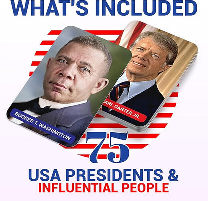 United States History Flash Cards – 75 US American Presidents & Influential People – AP Learning Resource for Studying, Government Teaching Aid Tool, Social Studies Civics Reference – Classroom & Home