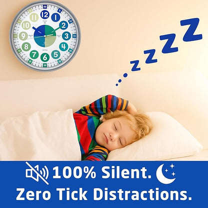 OWLCONIC Kids Analogue Time Teaching Clock Blue Green