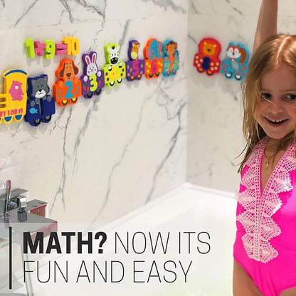 100% Non-Toxic Bathtub Numbers - Fun Bath Foam Toys - Educational Puzzles Floating Bathtub Animals for Kids Girls Boys - Set of 27 pcs - Wet & Stick - Fre. Bath Toy Organizer