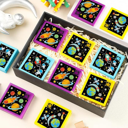24 Pcs Fun Space Slide Puzzles Toy Bulk Kid Sliding Block Puzzle Games and Party Favors for Vbs Vacation Bible School Supplies Family Party Educational