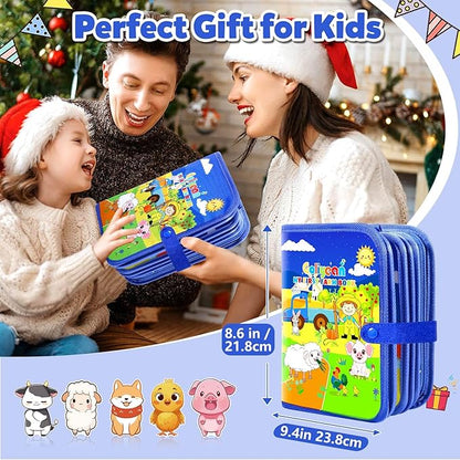 GOLIYEAN Montessori Busy Book for Toddlers 1-3, Busy Board Montessori Toys for 1 Year Old Boy Birthday Gifts, Educational Learning Sensory Activity Books, Quiet Book Travel Toys for Airplane Car