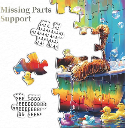 Bear Animal Puzzles for Adults 1000 Pieces, Funny Bathing Bears Jigsaw Puzzle, Challenging Rainbow Duck Puzzle as Home Decor