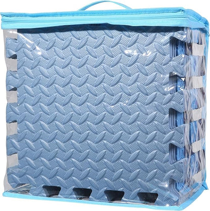 Foam Play Mat for Baby, 0.4 Inch Thick Foam Interlocking Floor Mats, Soft Non-Toxic Baby Playmat, Solid Colored Puzzle Play Mat Kids Floor Mats, 16 Tiles, Dark Blue/Blue/Gray Blue