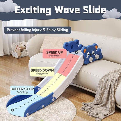 Kids Slide,L-Shaped Slide for Bed Couch Sofa Stairs,Toddler Slide for Indoor Outdoor Baby Kids Slide,Easy to Assemble,Convenient and Adaptable (Blue)