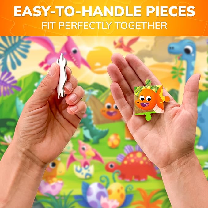 QUOKKA Puzzles for Kids Ages 4-6 – 60 Piece Jigsaw Puzzles for Toddlers Ages 3-5 with Dinosaurs – Quiet Time Toy for Preschoolers 2-4 – FSC Certified Educational Learning Game for Boys and Girls