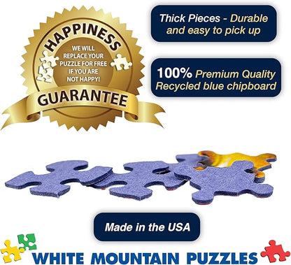 White Mountain Visiting The Snowman Winter Puzzles 500 Pieces Theme Jigsaw Puzzle for Kids Adults and Family
