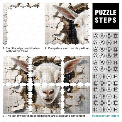 Sheep Adults Fun 500 Piece 3D Animal Thickened Wooden Jigsaw Puzzles Home Decoration Stress Relief Toy Toy Intellectual Game Education Game Challenge Educational 500pcs (52x38cm)