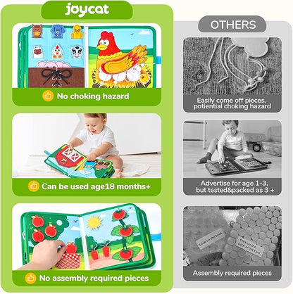 Farm Busy Book for Toddlers 1-3 - 1 Year Old Boys Girls Gifts Toys, Educational Quiet Activity Book with Life Skills, Toddler Travel Toys 1-2