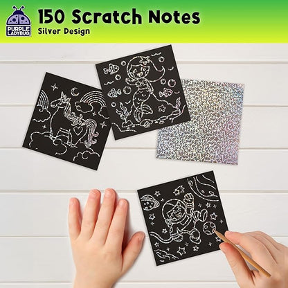 PURPLE LADYBUG Silver Holographic Scratch Art Mini Notes - Scratch Art for Kids, Summer Activities, Camping Games for Ages 4-8