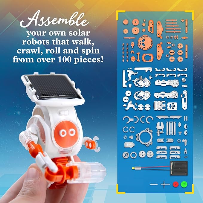 Thames & Kosmos SolarBots: Cosmic Explorers STEM Experiment Kit | Build 5 Solar-Powered Robots That Walk, Crawl, Spin & Roll, No Batteries Required, Solar Panel Included, Explore Solar Technology