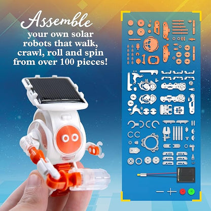 Thames & Kosmos SolarBots: Cosmic Explorers STEM Experiment Kit | Build 5 Solar-Powered Robots That Walk, Crawl, Spin & Roll, No Batteries Required, Solar Panel Included, Explore Solar Technology