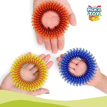 Fidget Sensory Toys Set, 3 Acupressure Fidgets Quiet Metal Bracelets for Boys and Girls, Children 5+, Perfect for School Sensory Desk Games