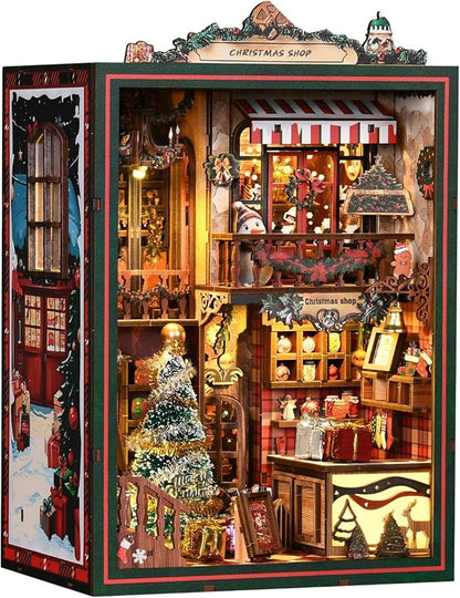 Book Nook Kit - DIY Miniature House Dollhouse 3D Puzzles for Adults and Teens - Gifts for Family and Friends Bookshelf Decor Tiny House Model Build with LED Light (AH01-001)