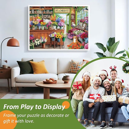 300 Piece Puzzles for Adult,All Seasons Flower Shop 300 Piece Jigsaw Puzzle,Colorful Botanical Puzzle for Kids Teen Adults,Interlock Perfectly Letter on Back,Puzzle for Family Game Nights,20.5 x 15 in