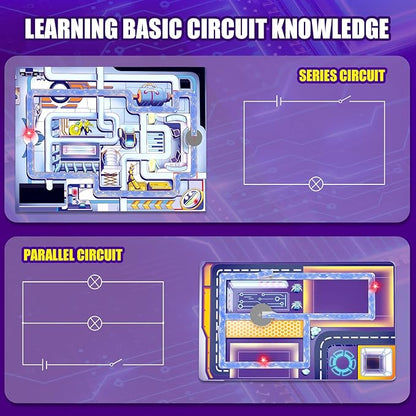 Japace Electricity Science kit for Kids Age 8-14,10 STEM Projects,Paper Circuit Physics Lab for Learning,Cool Christmas Birthday Gift for Boys Girls