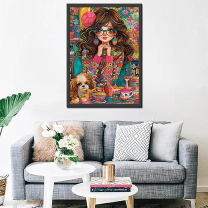 Tucocoo 1000 Piece Jigsaw Puzzles for Adults Beautiful Girl Jigsaw Puzzle Cute Dog Abstract Floral 1000 Pieces Puzzles for Challenging Family Activity Game Colorful DIY Puzzle Wall Decor Gifts