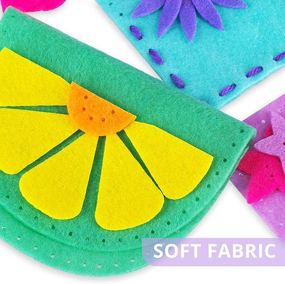 IROLEHOME 6 Pcs Soft Felt Sewing Kit for Kids, Purses DIY Arts & Craft Kit for Beginners, Sew Your Own Handbag Projects Gifts for Girls Boys Fine Motor Travel Toys