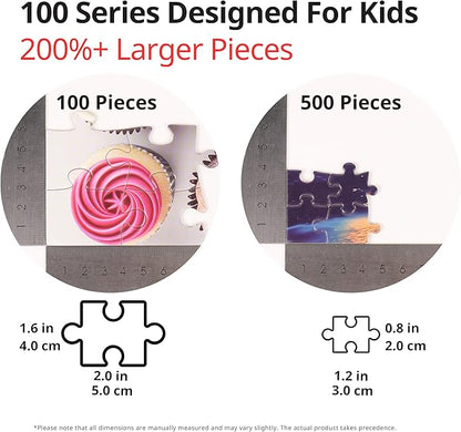 100 Pieces Jigsaw Puzzles, Large Pieces, Puzzles for Beginners, Easy Puzzles for Kids and Seniors, Family Game Nights, Finish Size 15.7 x 11.8 in (Cupcakes)