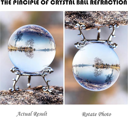 ZEERSHEE 60mm Sparkling Clear Crystal Ball with Stand Handcrafted Photography Prop for Magical Shots Elegant Home & Party Decor for Women