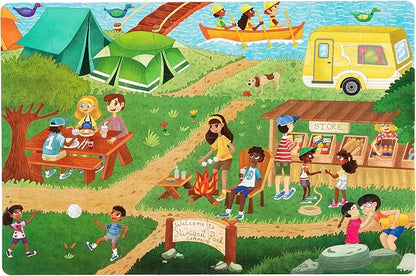 Upbounders® 48 Piece Jumbo Floor Puzzle for Kids | Jigsaw Puzzle with Large Pieces & Storage Box | Multicultural Preschool Puzzle (Camping Outdoors Theme)