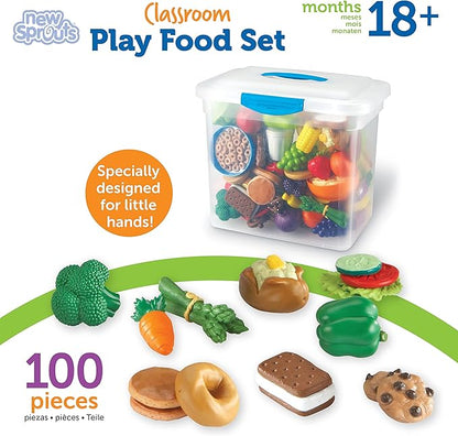 Learning Resources New Sprouts Classroom Play Food Set - Play Food for Toddlers, Toddler Learning Toys , Ages 18 Months +, 100 Pieces,