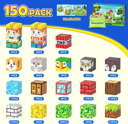Magnetic Blocks with Forest Animals Toys, Build Mine Magnet World Set, Magnetic Tiles Building for Boys & Girls Age 4-8 5-7, STEM Montessori Sensory Toys for 3+ Toddlers Kids Gifts