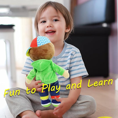 June Garden 15.5" Dressy Friends Terry - Educational Stuffed Plush Doll for Kids and Toddlers 2 Years and Up - Montessori Buckle Soft Toy