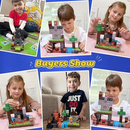 100PCS Magnetic Blocks -Build Mine Magnet World Forest & Lava Set, Magnet Building Toys for Kids Ages 5-7, STEM Sensory Toddler Toys for 3+ Year Old Boys & Girls, Creativity Birthday Gifts for Child