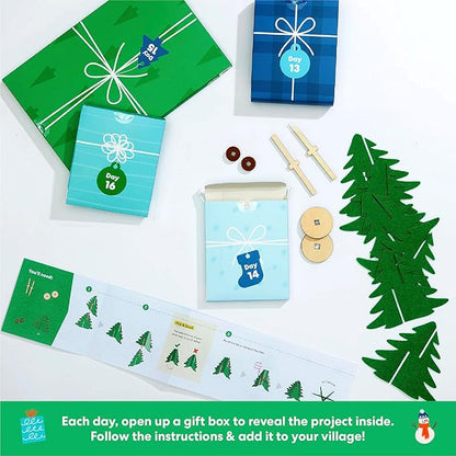 KiwiCo Winter Wonderland - 2025 Advent Calendar for Kids | Christmas Activities For Kids | Assemble Winter Village with Motorized Sledding Hill, Ice Skating Rink, Reindeer, Christmas Trees & more!