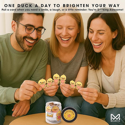Positive Duck Jar – 60 Funny Emotional Uplifting Support Affirmation Cards, White Elephant Gift For Women Men, Stress Relief Gifts, Duck Gifts, Cards to Reduce Anxiety & Increase Relaxation