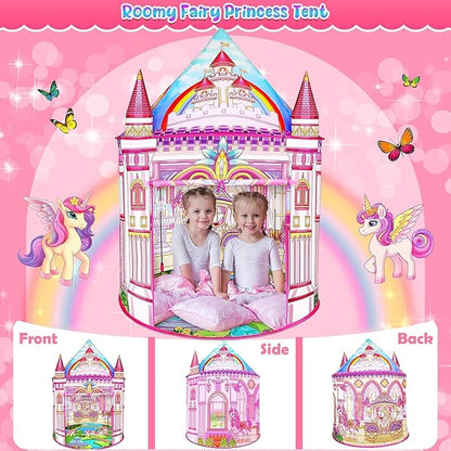 Toys for Girls,Large Kids Tent Toddler Girl Toys,Foldable Tent for Kids with Carry Bag Indoor Playhouses,Princess Toys for 3-12 Year Old Girl Castle Playhouse Unicorns Gifts for Girls
