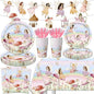 Fairy Party Decorations Tableware, 142pcs Fairy Birthday Party Decorations Plates and Napkins Cups Tablecloth Flower Fairies Banner for Enchanted Forest Garden Birthday Baby Shower Decorations
