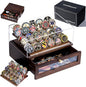 Premium Challenge Coin Display Case for 100 Coins - 360° View & Interchangeable Panels - Military, Police, Fire Fighter Gift for Retirement, Promotion
