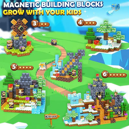 Magnetic Blocks - Mine Magnet World Chess Set, Magnetic Building Toys Games for Kids Ages 5-7 6-8 8-12, Magnet Tiles Kids Toddler Toys, Ideal Gifts for Boys & Girls Ages 3+