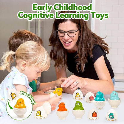 Dinosaur Toys,Egg Toy for Toddlers 1-3,Montessori Sensory Early Educational Learning Shape Matching & Sorting Games Fine Motor Toys Gifts for Boys Girls